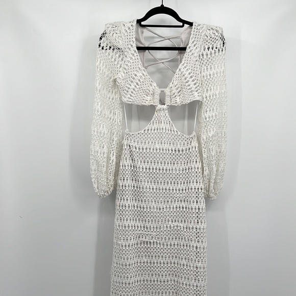 PatBO Crochet Cut Out Maxi Dress in White 0 - Picture 8 of 11